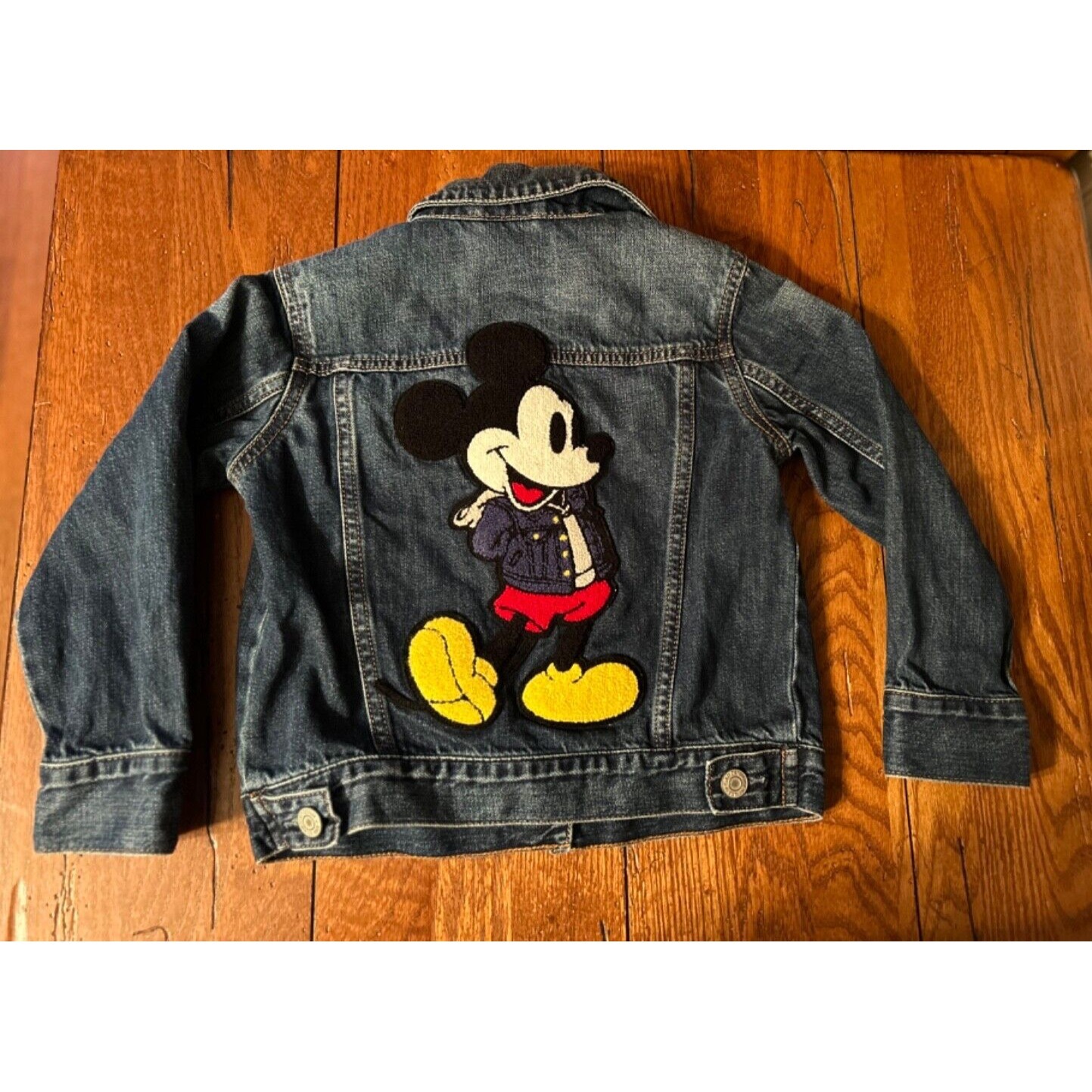 Gap Disney Mickey Mouse Toddlers Kids Icon Denim Jacket Boys Girls Blue Jean 4t